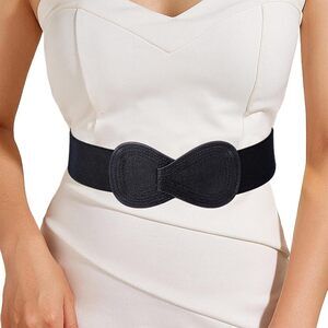 7874 Womens Stretchy Wide Belt Plus Size Leather Belts Elastic Dress